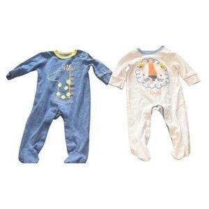 Sterling Baby Newborn Sleepers Lot 2 NB One Piece Pajamas Soft Footed